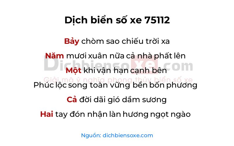 Dịch thơ biển số 75112