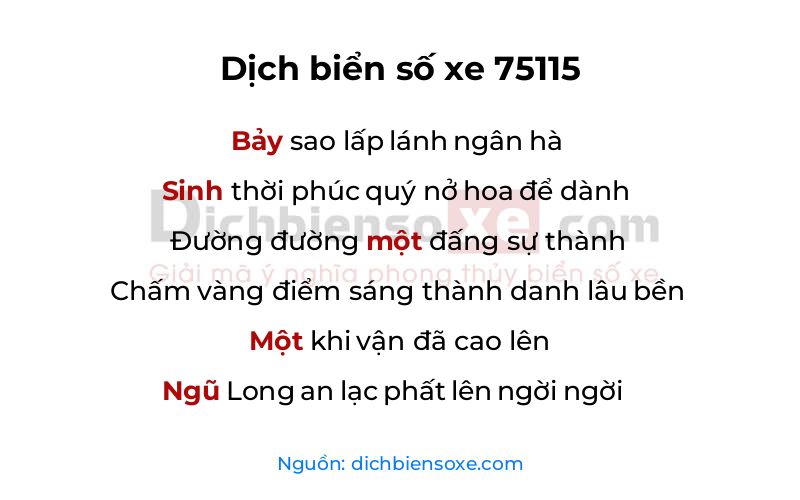 Dịch thơ biển số 75115