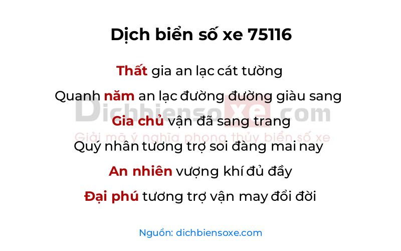 Dịch thơ biển số 75116