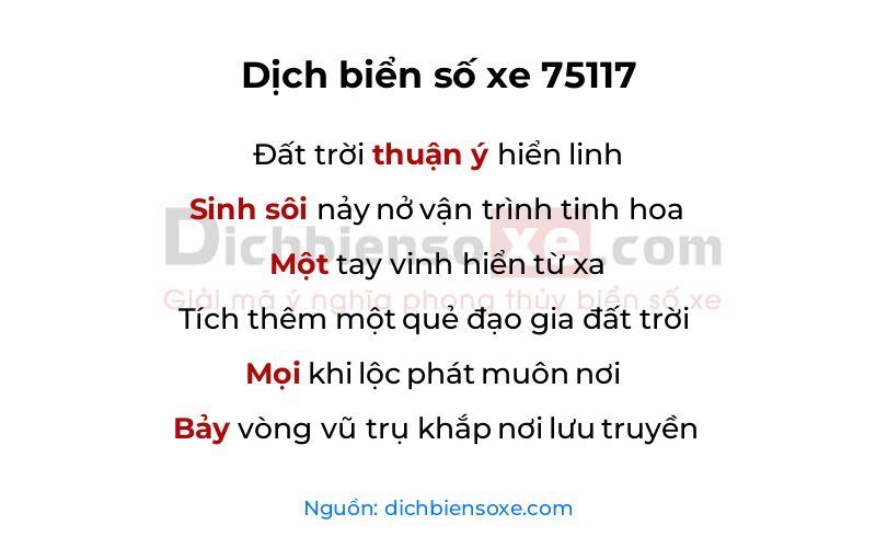 Dịch thơ biển số 75117