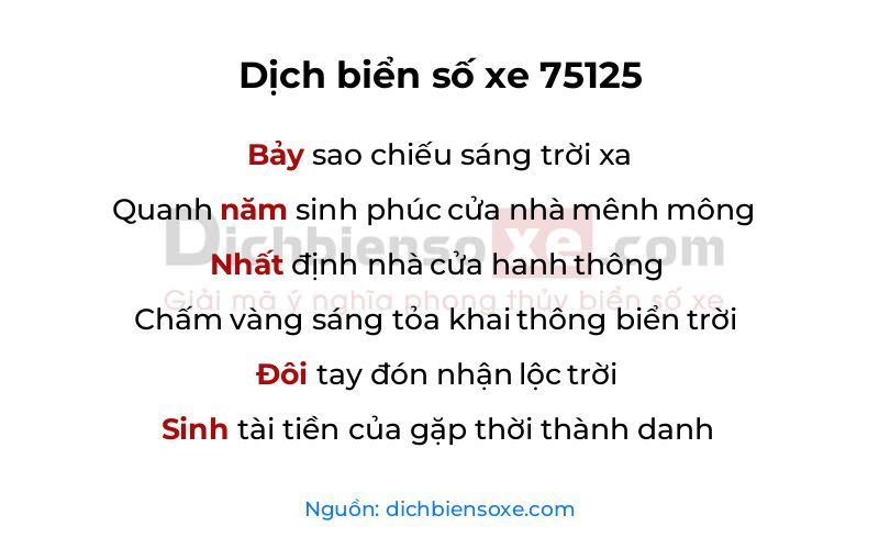 Dịch thơ biển số 75125