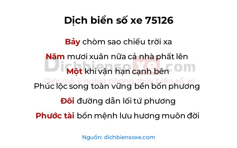 Dịch thơ biển số 75126