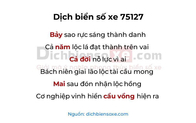 Dịch thơ biển số 75127