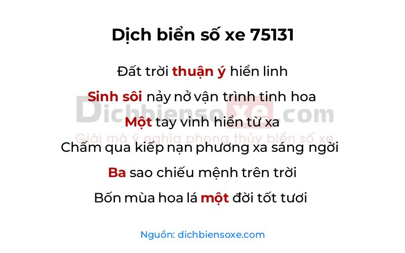 Dịch thơ biển số 75131