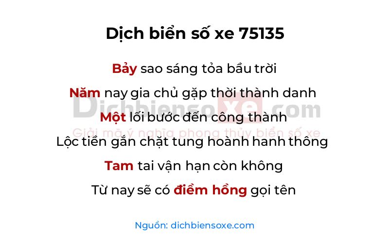 Dịch thơ biển số 75135