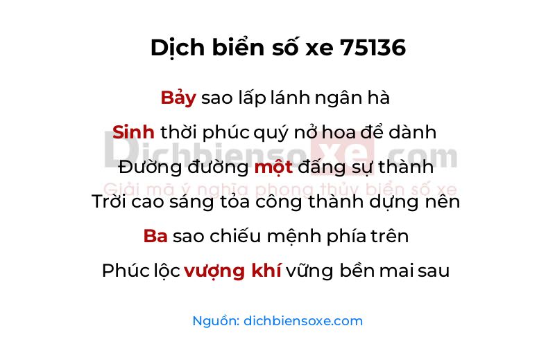 Dịch thơ biển số 75136