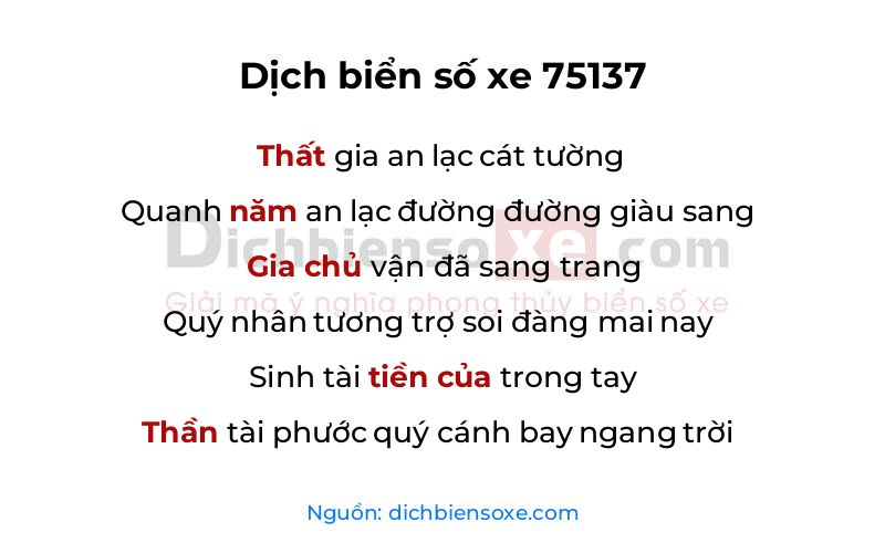 Dịch thơ biển số 75137