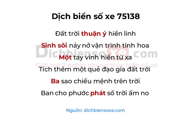 Dịch thơ biển số 75138
