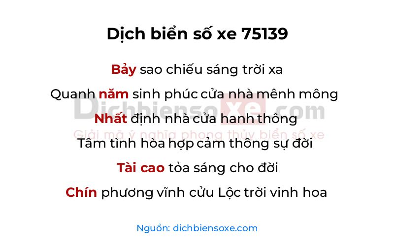 Dịch thơ biển số 75139