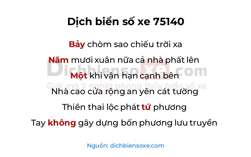 Dịch thơ biển số 75140