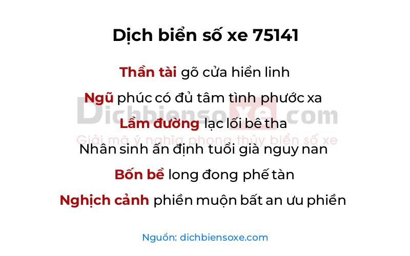 Dịch thơ biển số 75141