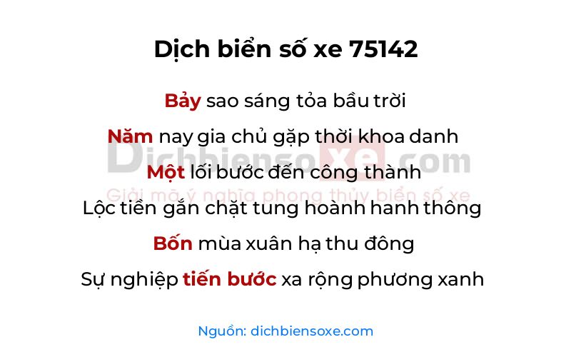 Dịch thơ biển số 75142
