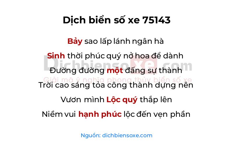 Dịch thơ biển số 75143
