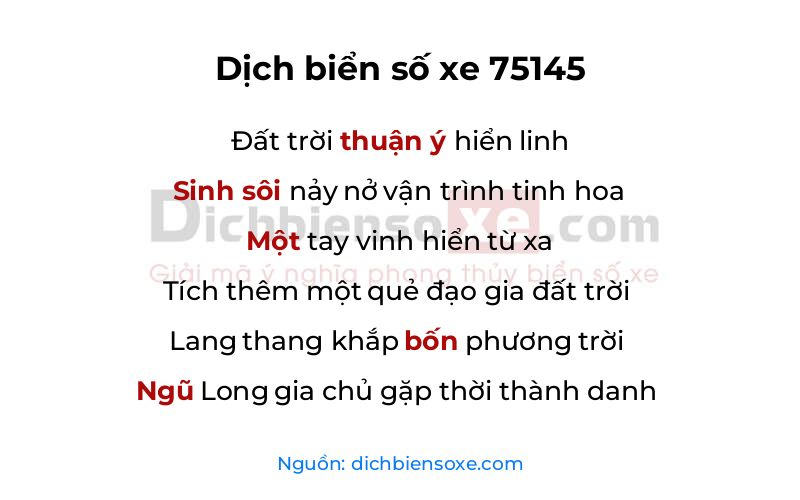 Dịch thơ biển số 75145