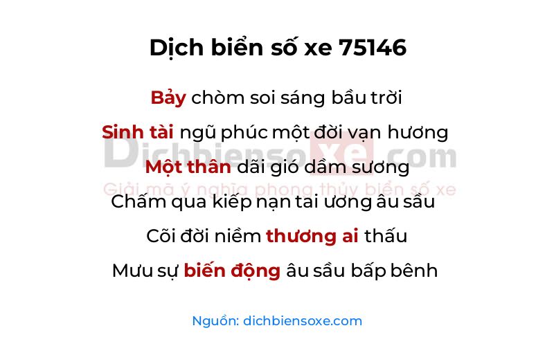 Dịch thơ biển số 75146