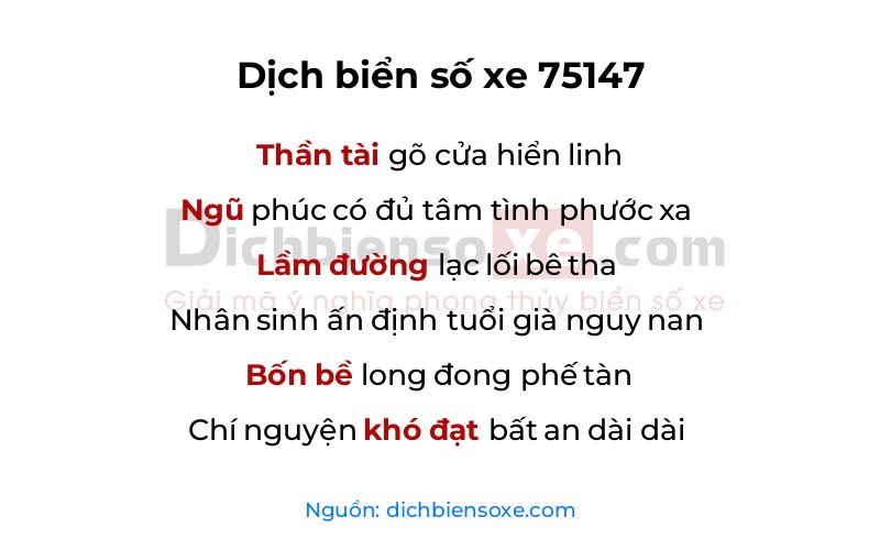 Dịch thơ biển số 75147