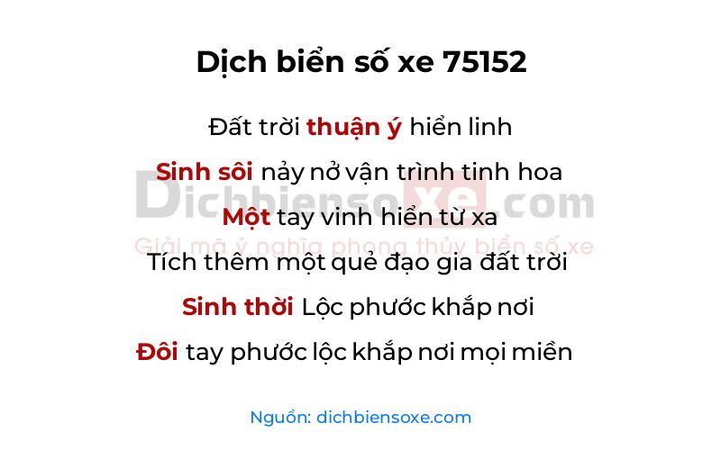 Dịch thơ biển số 75152