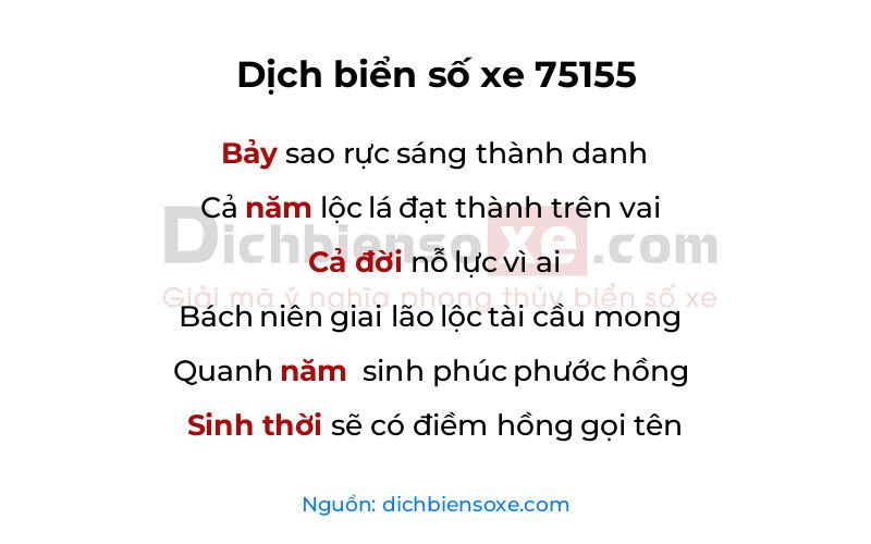 Dịch thơ biển số 75155