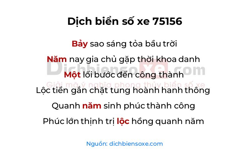 Dịch thơ biển số 75156