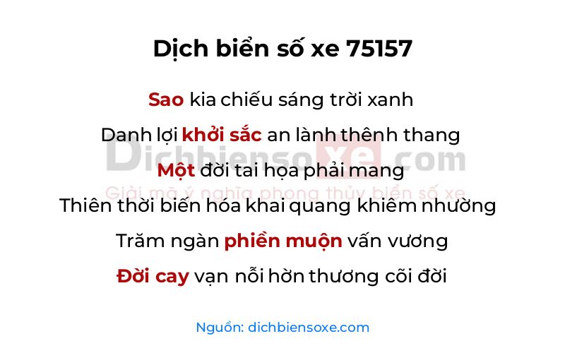 Dịch thơ biển số 75157