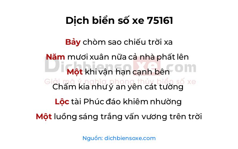 Dịch thơ biển số 75161
