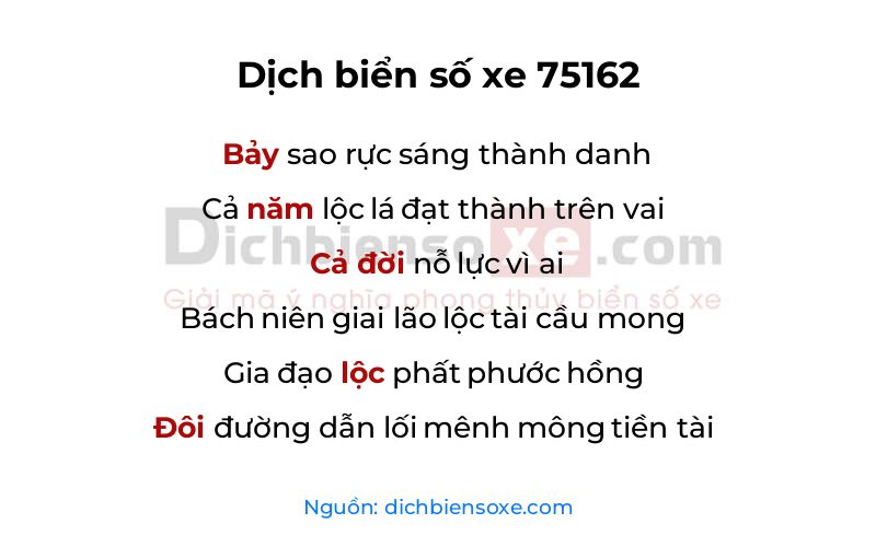 Dịch thơ biển số 75162