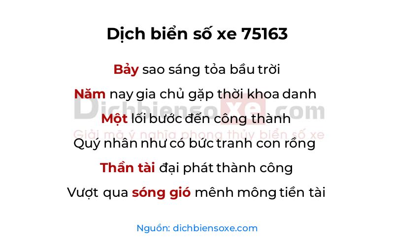 Dịch thơ biển số 75163