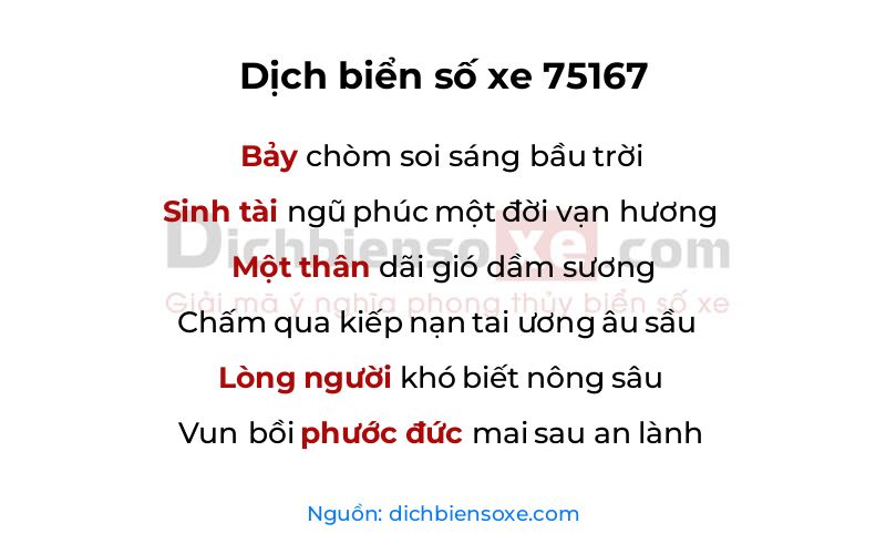 Dịch thơ biển số 75167