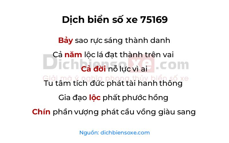 Dịch thơ biển số 75169