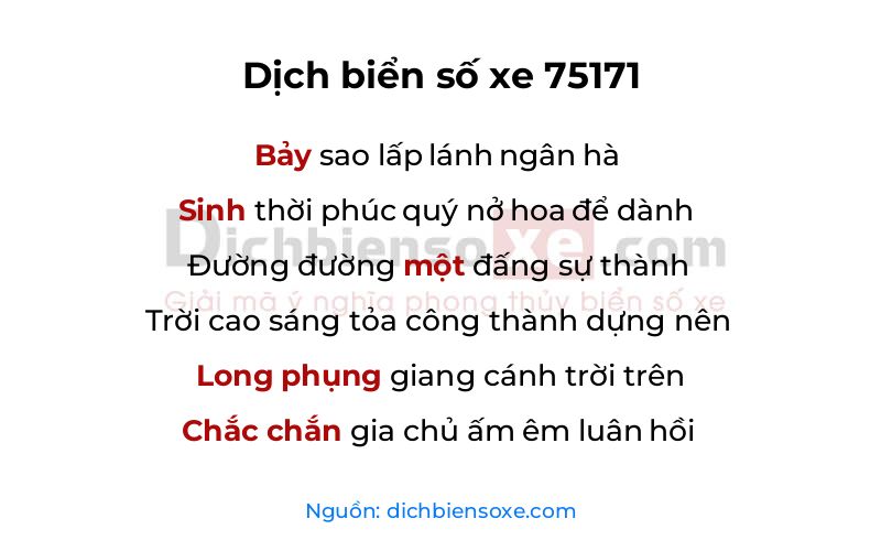 Dịch thơ biển số 75171