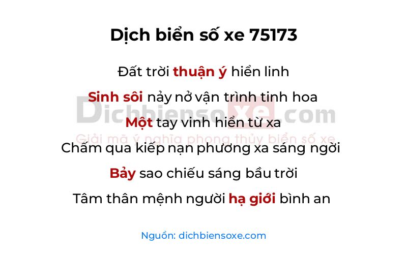 Dịch thơ biển số 75173
