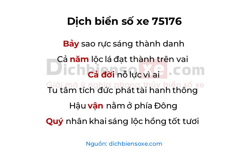 Dịch thơ biển số 75176