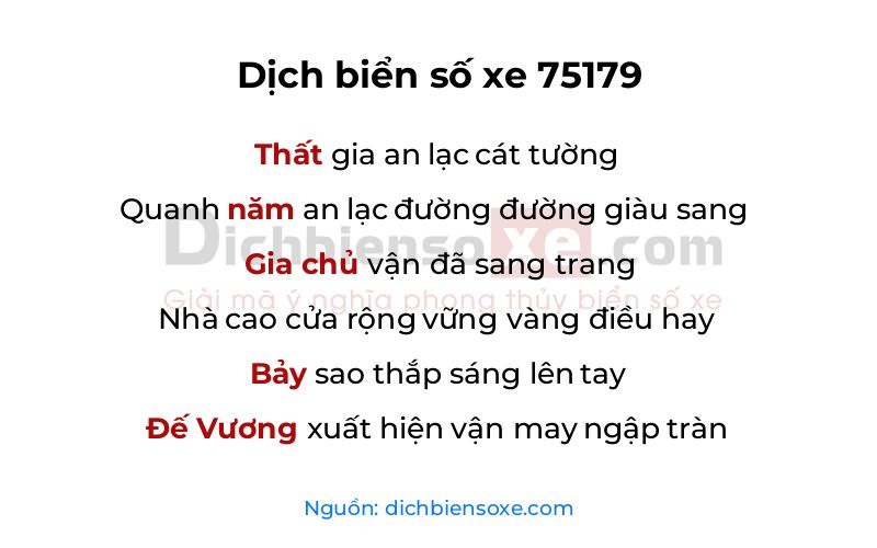 Dịch thơ biển số 75179