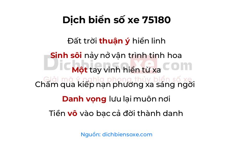 Dịch thơ biển số 75180