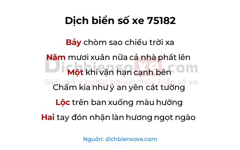 Dịch thơ biển số 75182