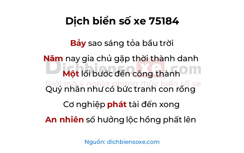 Dịch thơ biển số 75184