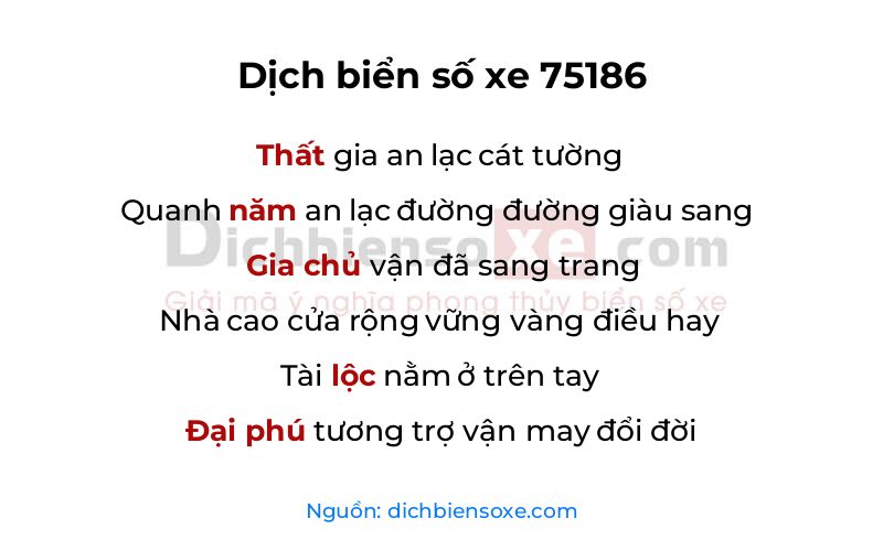 Dịch thơ biển số 75186