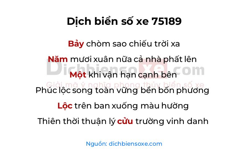 Dịch thơ biển số 75189