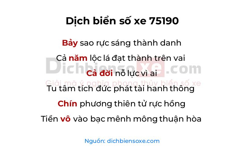 Dịch thơ biển số 75190