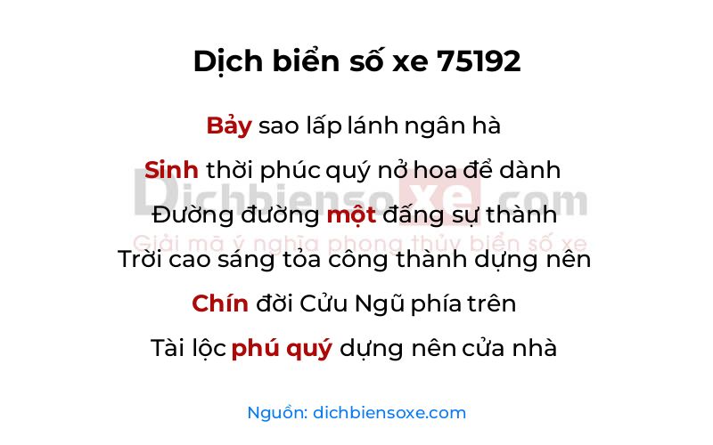 Dịch thơ biển số 75192