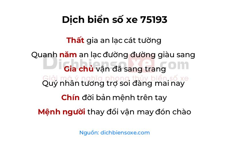 Dịch thơ biển số 75193