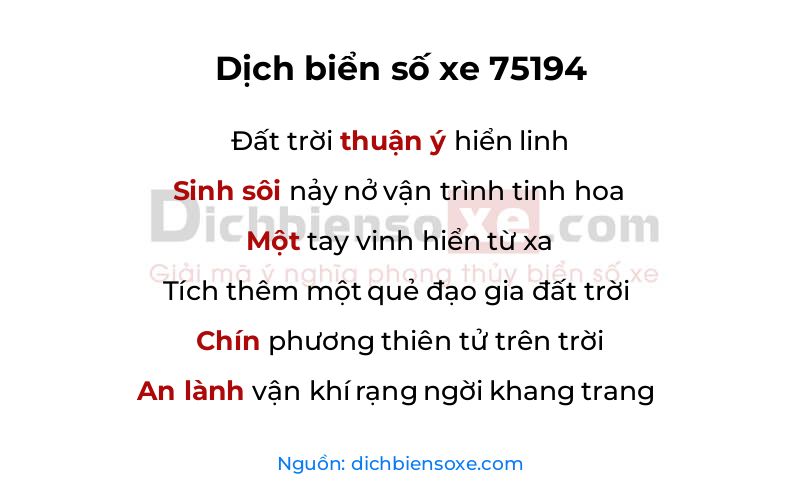 Dịch thơ biển số 75194