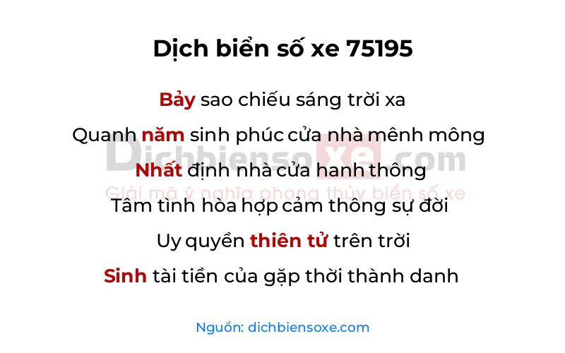 Dịch thơ biển số 75195