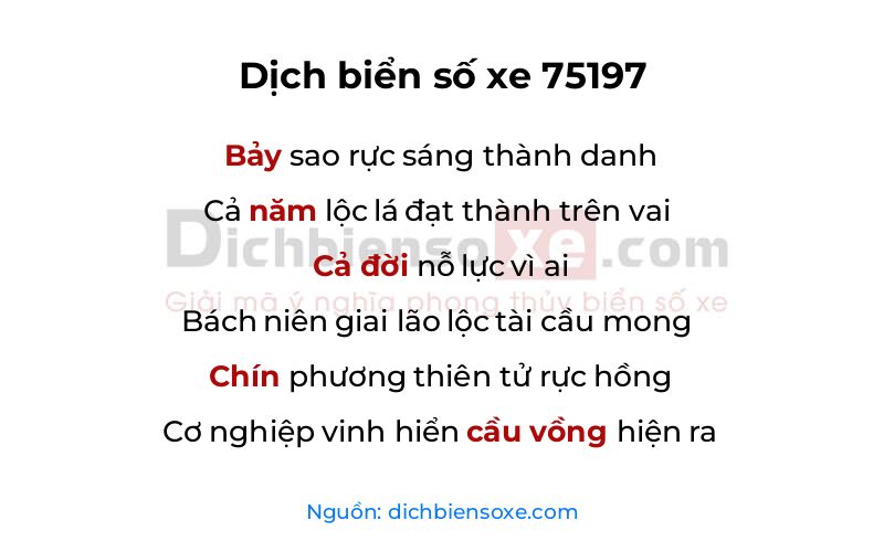 Dịch thơ biển số 75197