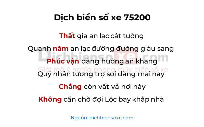 Dịch thơ biển số 75200