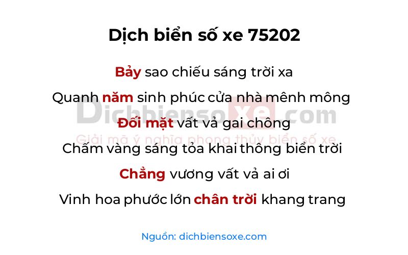 Dịch thơ biển số 75202