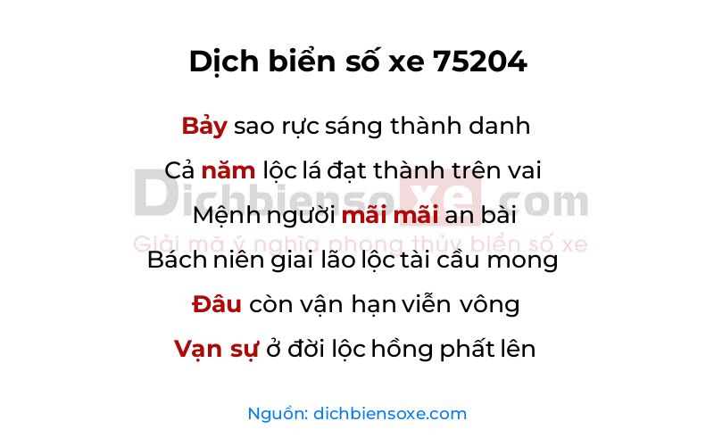 Dịch thơ biển số 75204