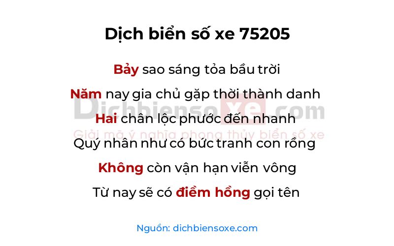 Dịch thơ biển số 75205