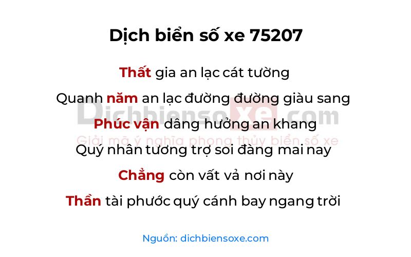 Dịch thơ biển số 75207
