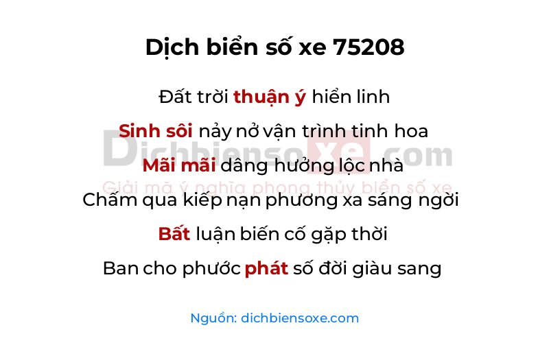 Dịch thơ biển số 75208